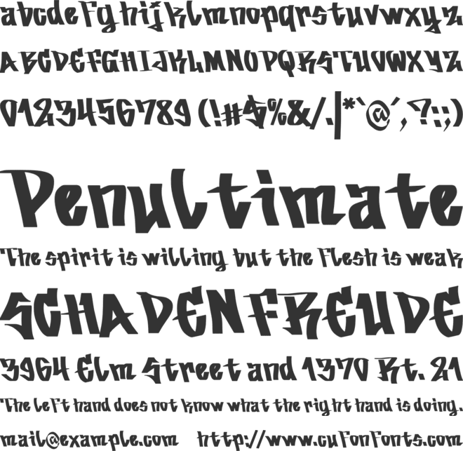 Gress Down font preview