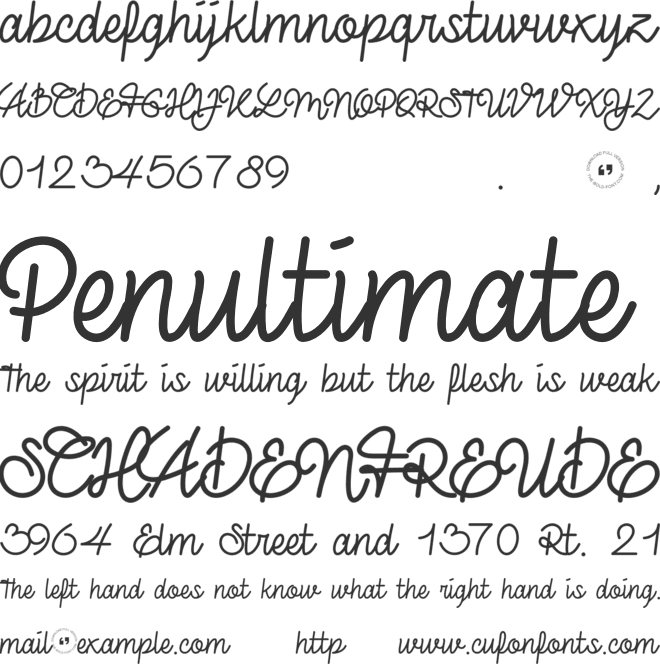 THE CURSIVE FONT font preview