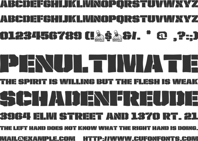 Army of the Ending font preview