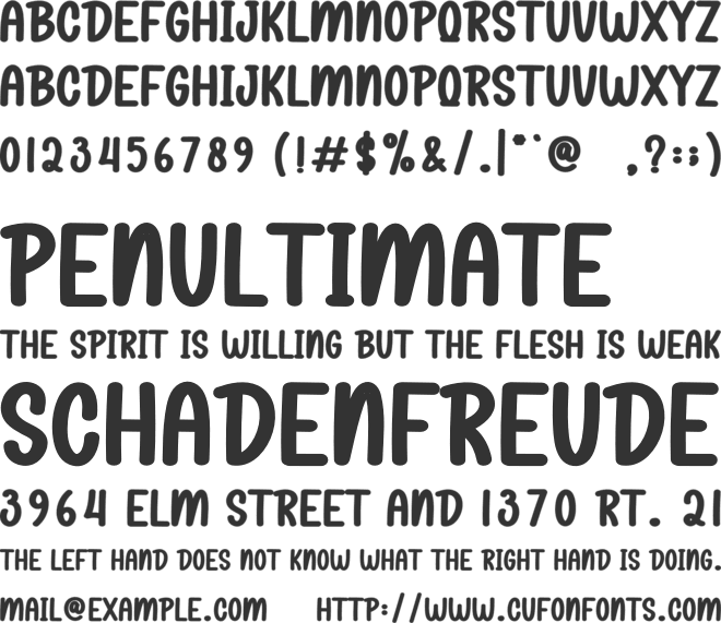 School Holidays font preview