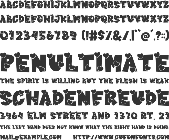 Varsity Valentine font preview