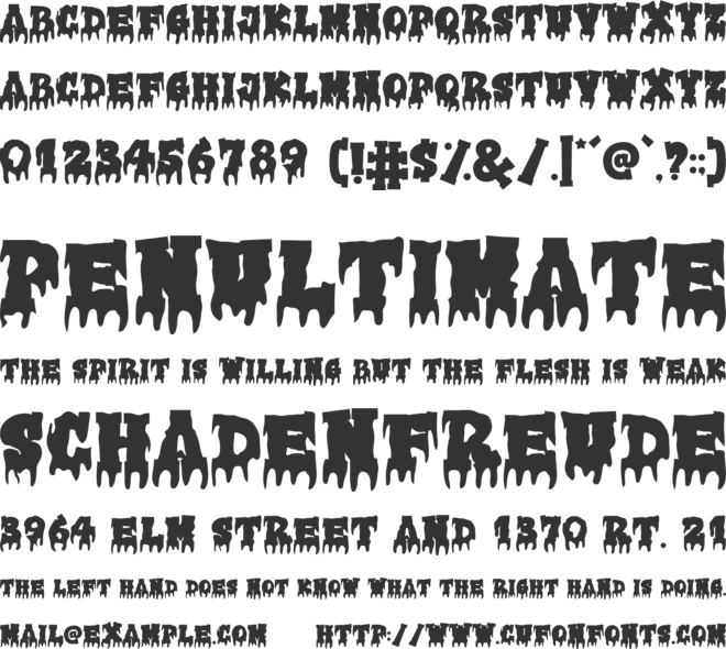 Blood College font preview