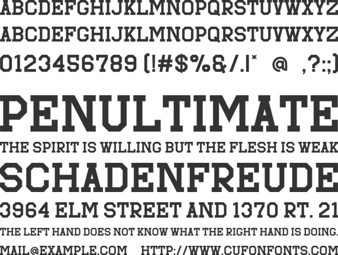 Sportfield Varsity font preview