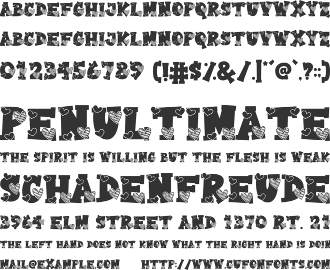 Valentine College font preview