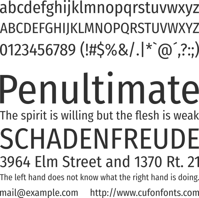 Fira Sans Condensed font preview