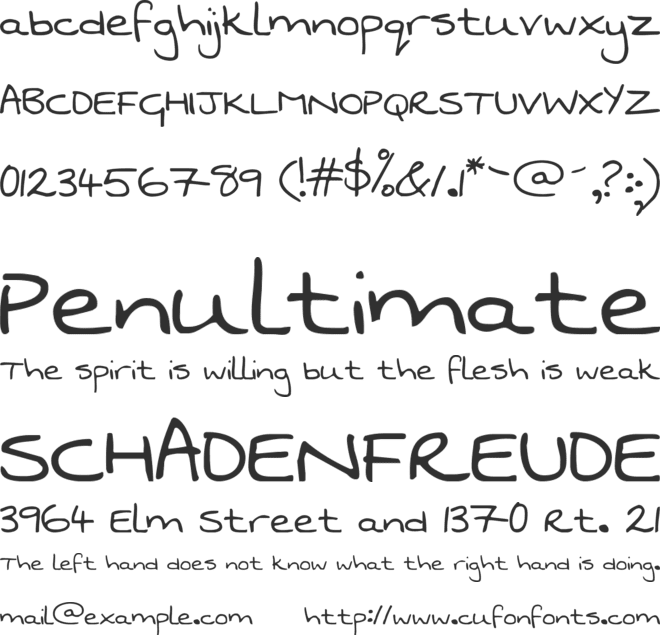 Swanky and Moo Moo font preview