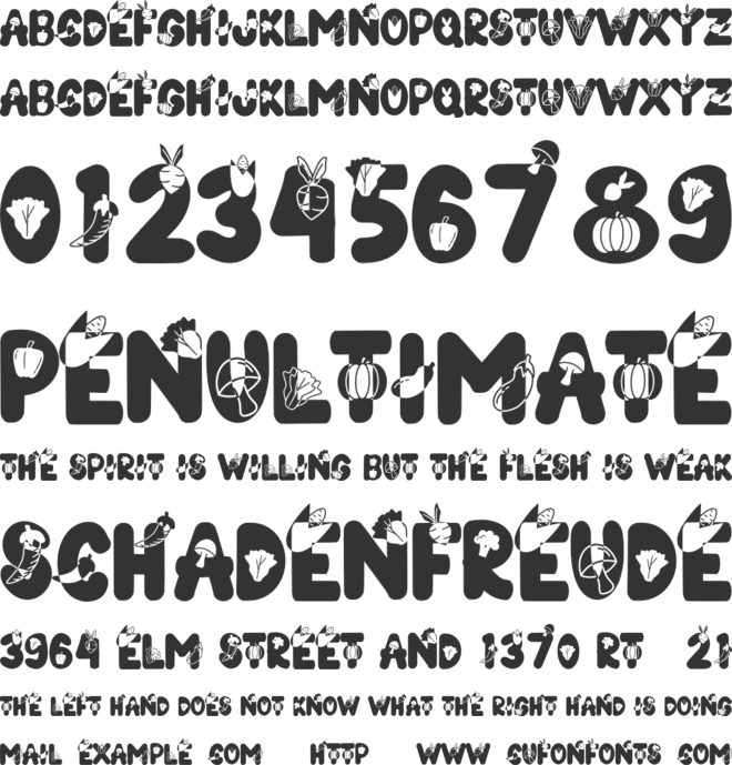 VEGETABLES font preview