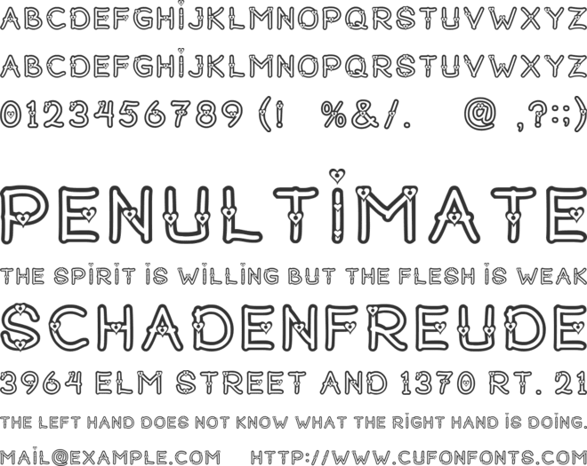 I Love U font preview