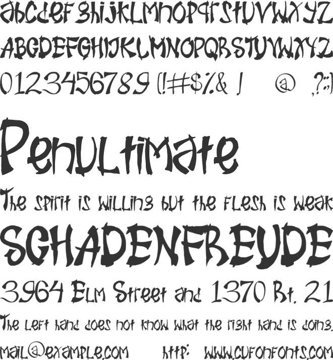 Zeeng Chinese font preview