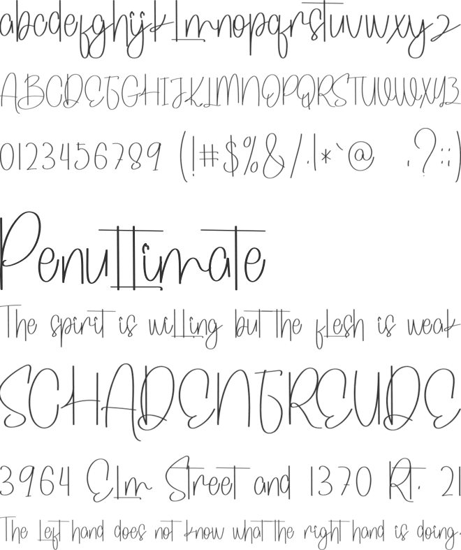 Slimings font preview