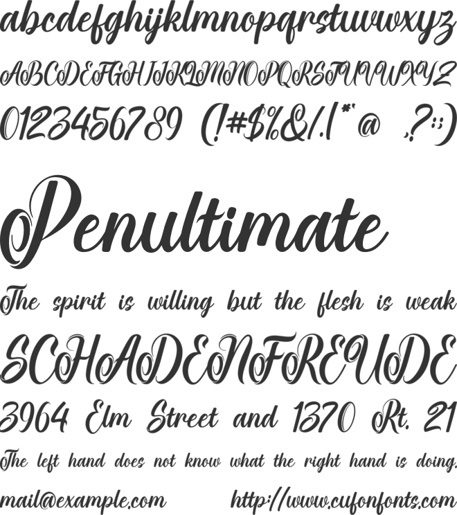 The Valentino font preview