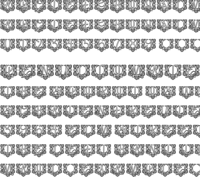 Passion Mandala Monogram font preview