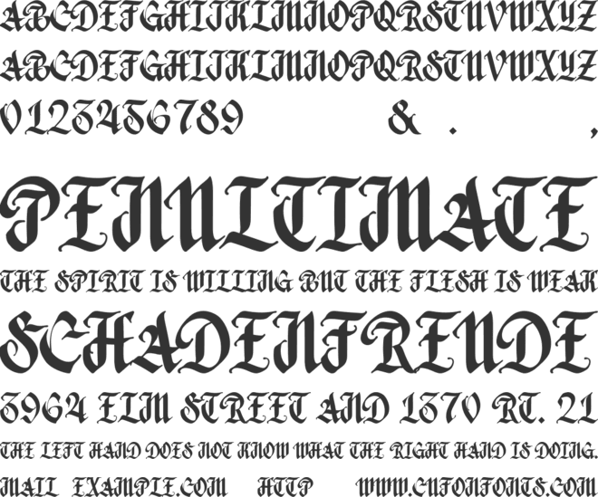 THE OLD FONT font preview