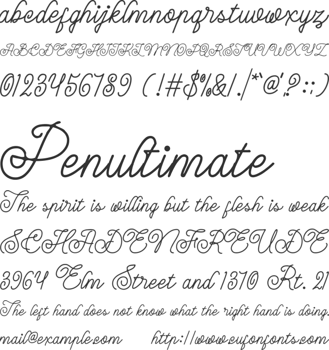 The Weddington font preview
