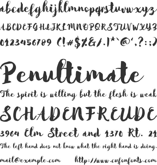 Sarthina Brush font preview