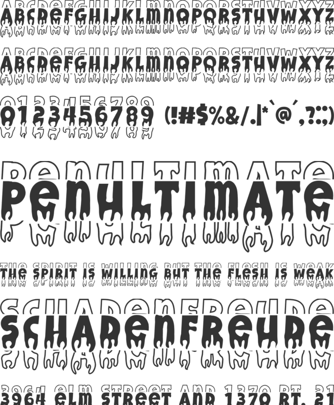 Handwriting Blood Stacked font preview