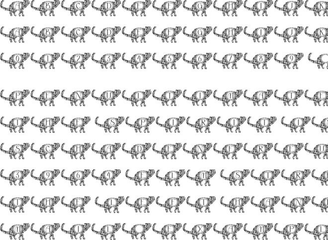 Stretchy Cat Mandala Monogram font preview