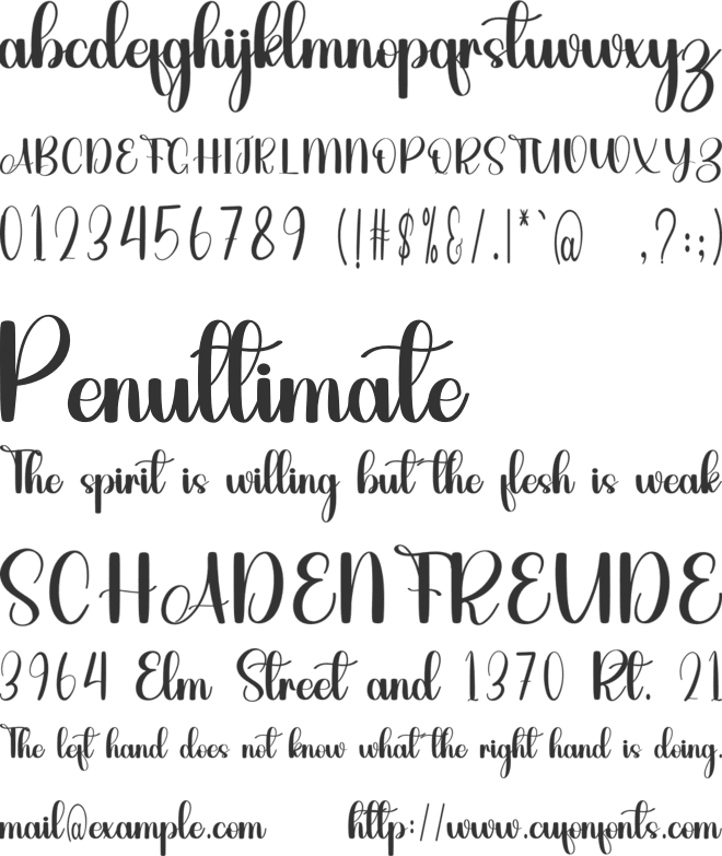 Smithson Birthday font preview