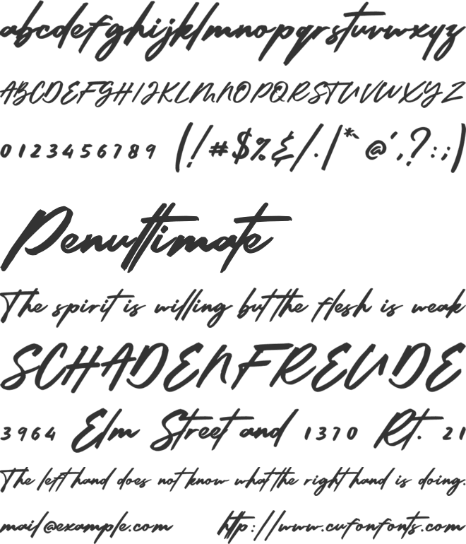 Radiant Brush font preview