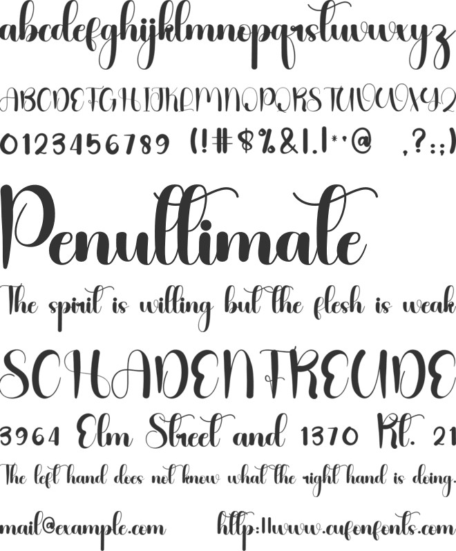 Vanila font preview