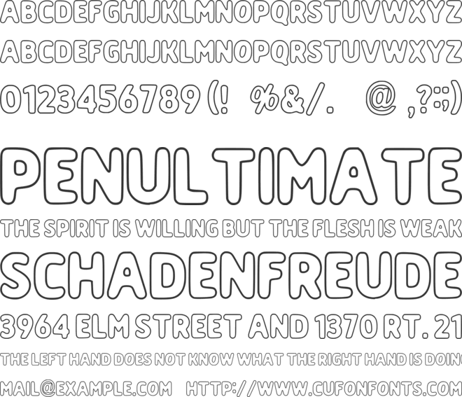 Cute Outline font preview