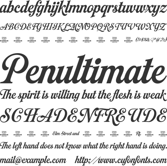 Bucklane Script PERSONAL USE font preview
