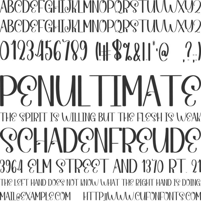 Special Angela font preview