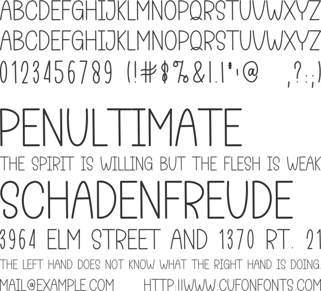 Elegant Homemade font preview