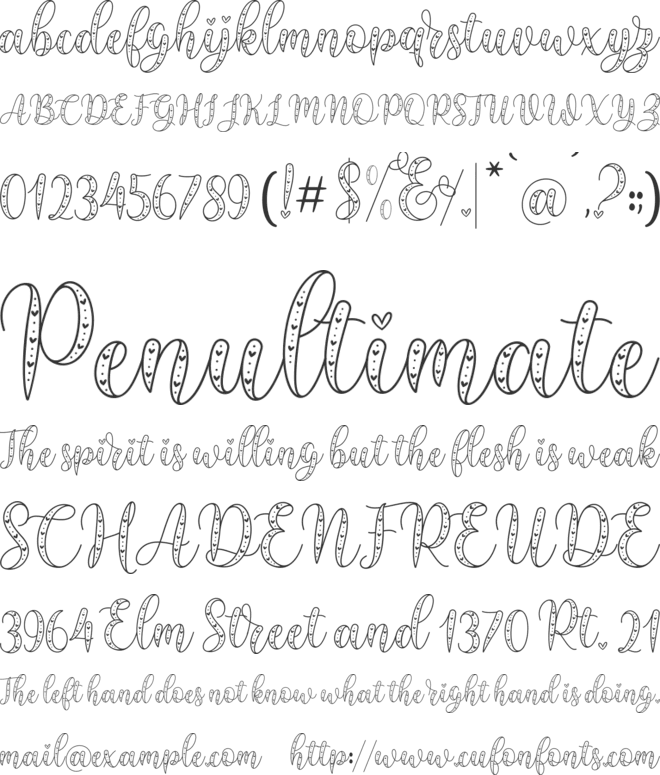 Rainy Love Outline font preview