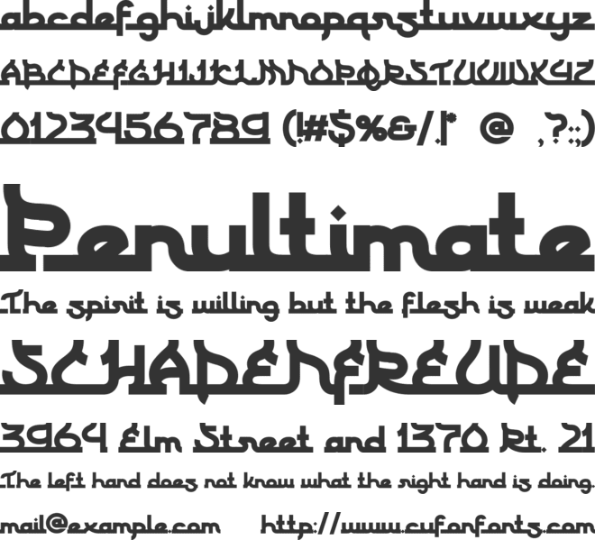 Sacred Mubarak font preview
