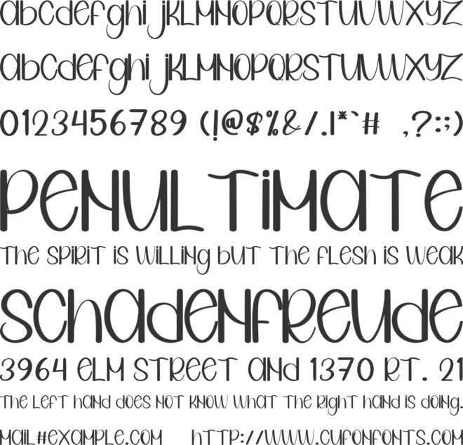 Rain Rose font preview