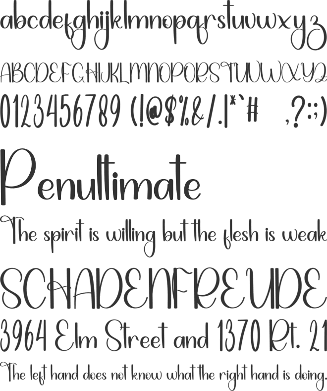 Winter California font preview