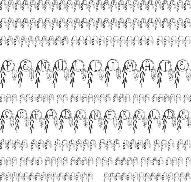 Crescent Leaf Boho Monogram font preview