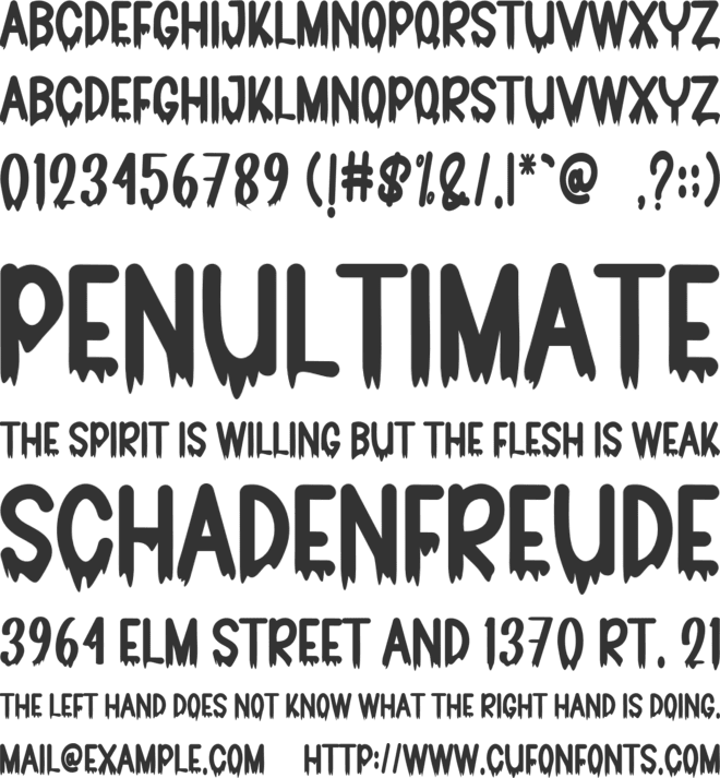 Reddening Nevil font preview