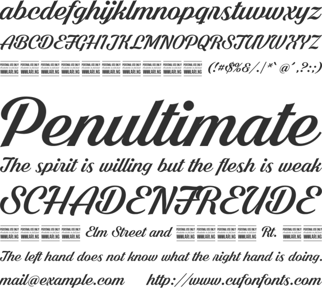 Shaded Larch PERSONAL USE ONLY font preview