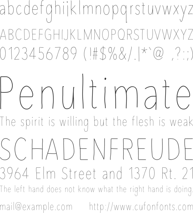 AvenirCondensedHand font preview