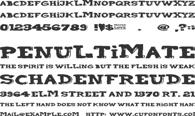 Mister Love font preview