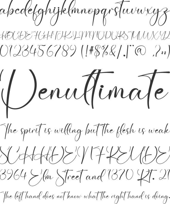 Handwritten font preview