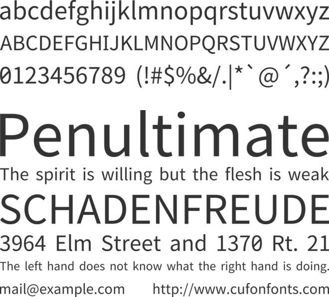Plangothic P2 font preview