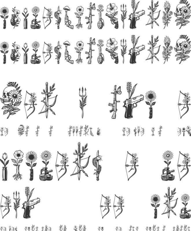 Guns Floral Tattoo font preview