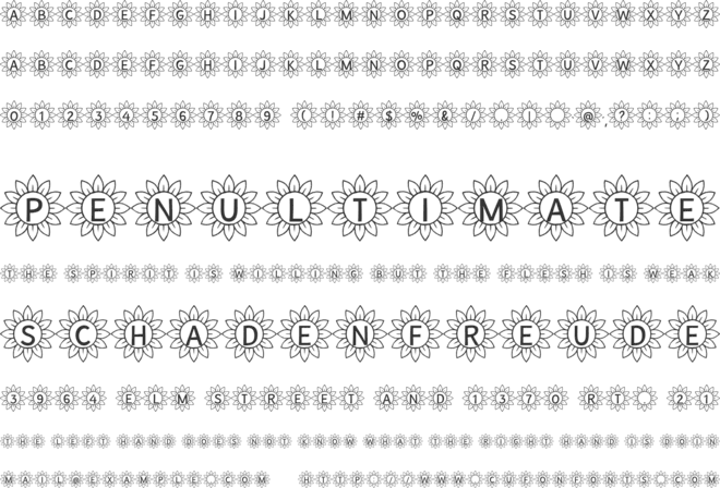 Sunflower Alphabet font preview