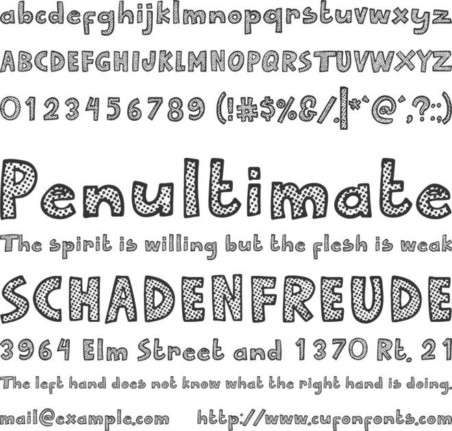 Dodley-halftone font preview