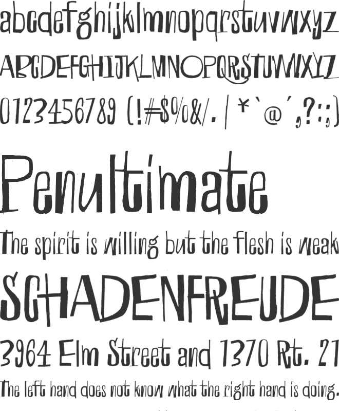 Words with a as the third letter font preview