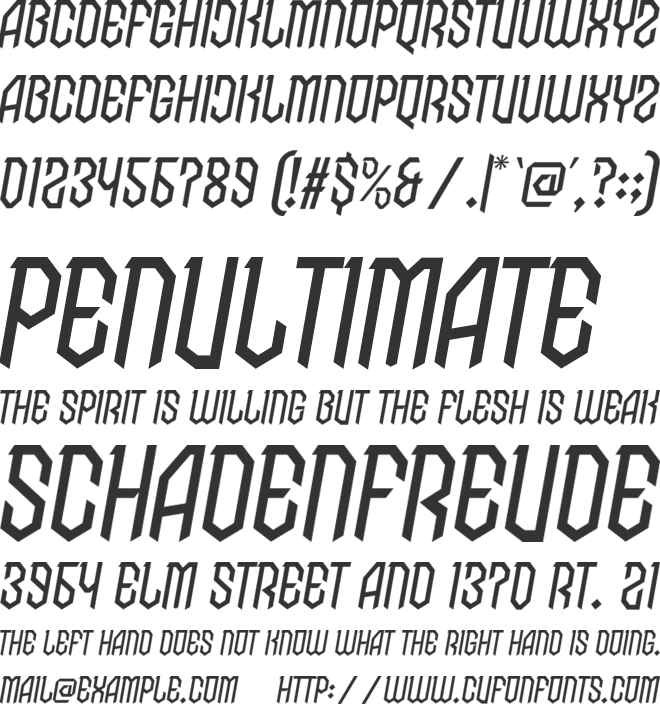 Emptiness Machine font preview