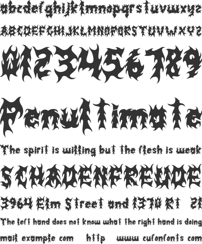 BLACK FLAMES font preview