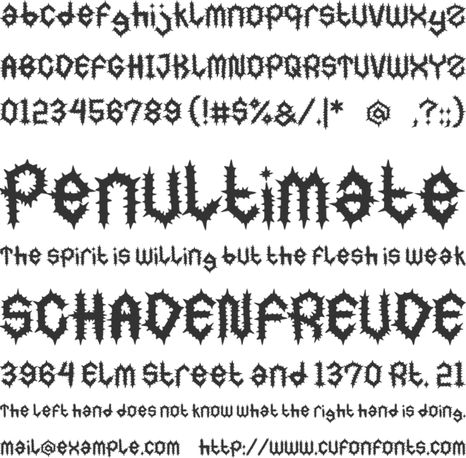 Thornhood font preview