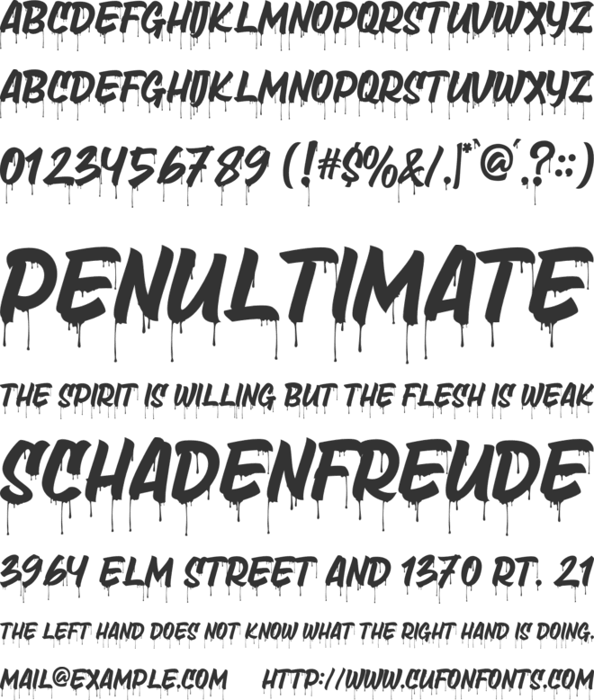 Death Markers Drip font preview