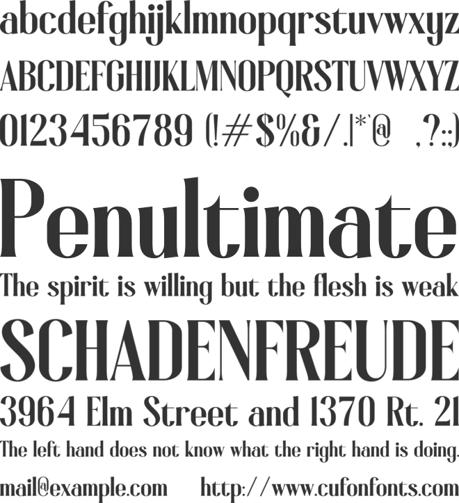 Gloscine font preview