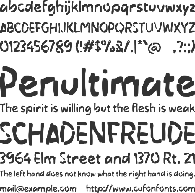 Zaberany font preview