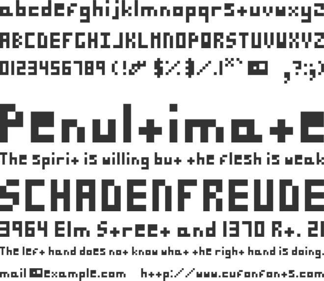 Pixelated font preview